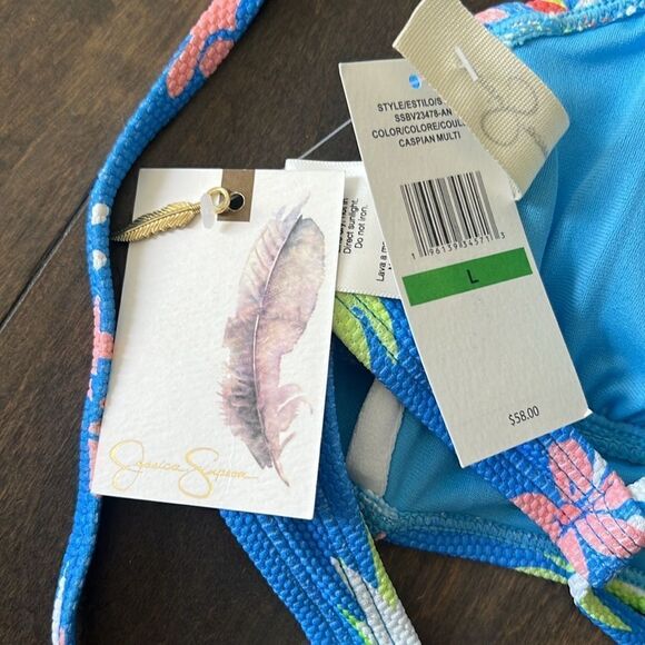 JESSICA SIMPSON Adjustable Cropped Cami Bikini Top CASPIAN MULTI Beach Vibes - Picture 11 of 12